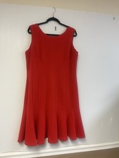 Lane Bryant  Bright Red Fit & Flare Dress Sleeveless Knee Length Zip Holidays