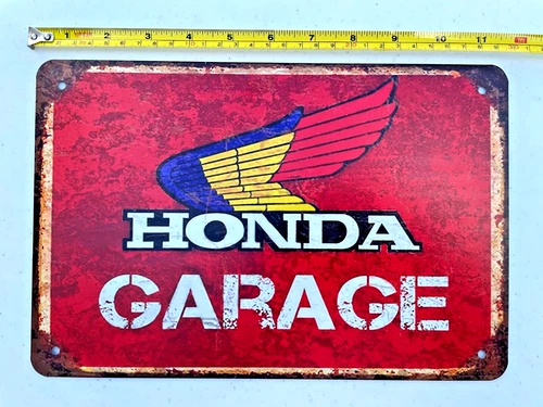 Honda Garage Tin Sign Honda Logo Retro Vintage Wings Metal Art Office Man Cave