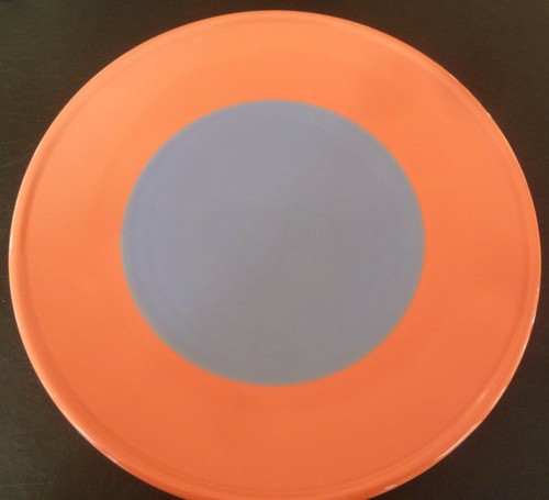 Lindt Stymeist Japan Colorways 14" Platter Chop Plate ~ Salmon & Periwinkle Blue - Picture 8 of 11