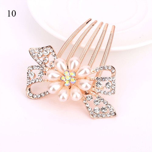 Womens Rhinestone Crystal Wedding Flower Hair Comb Clip Hairpin Bridal Jewellery - Picture 37 of 40