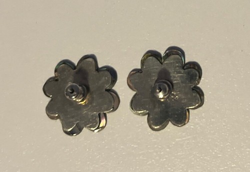 Abalone Shell Earrings Small Flower Petal Leaf Sea Life Beach Stud Silver 3/4” - Picture 8 of 9