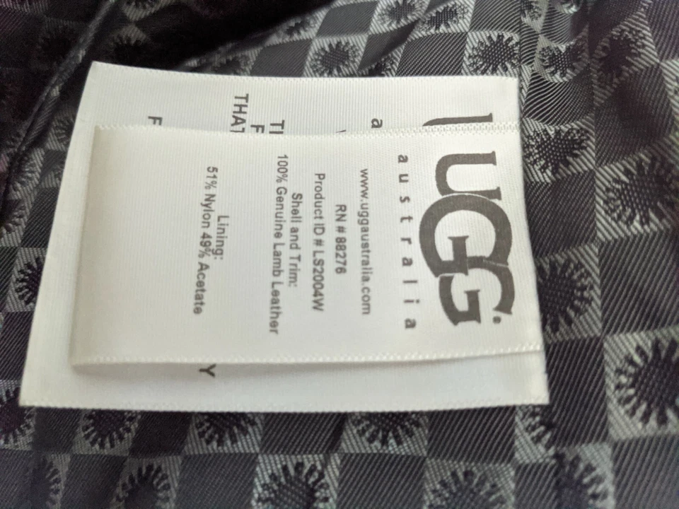 UGG Sekani Mongolian Long Hair Sheepskin & Leather Jacket Vest Size XS - Image 4 of 4