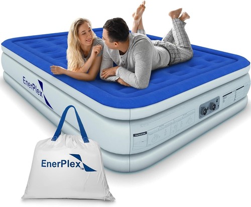 EnerPlex Air Mattress with Built-in Pump Queen Double Height Inflatable AirBed