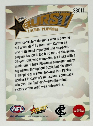 2021 AFL SELECT FOOTY STARS Starburst Camo - PICK YOUR CARD - Picture 8 of 8