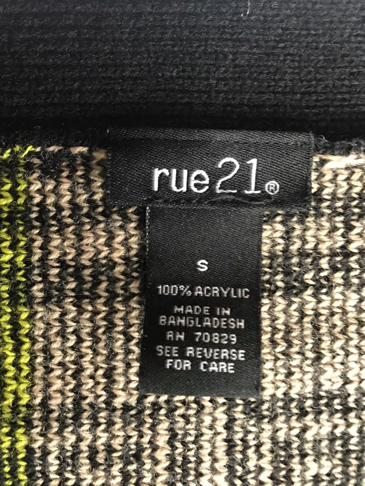 Cárdigan Suéter Plumero Rue 21 (Talla S) Tejido Flecos Arco Iris Boho SW Azteca Foto 4 de 4