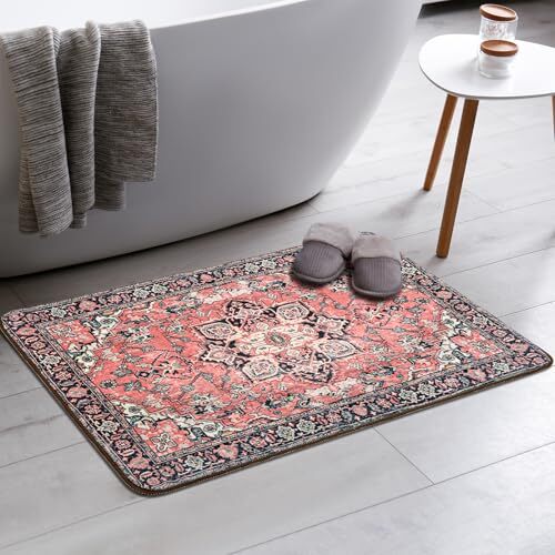 Vintage Area Rugs 2x3 Washable Rug Non Slip Low Pile 2 x 3 Feet Cherry Red - Bild 1 von 6