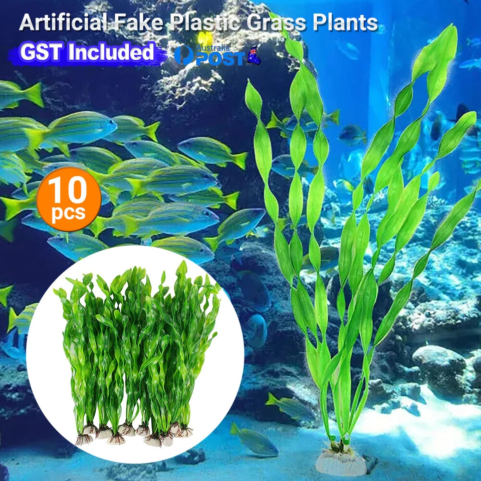 10-100PCS Artificial Fake Plastic Water Grass Plants Fish Tank Aquarium Ornament - image 2 of 4