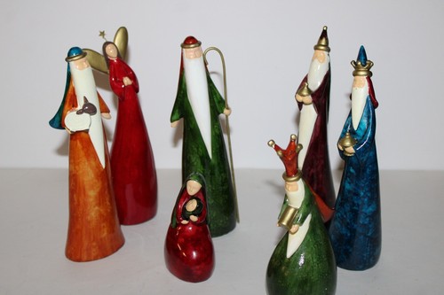 Folk Art Wooden Contemporary Tabletop 7pc Nativity Scene Set - Picture 14 of 23