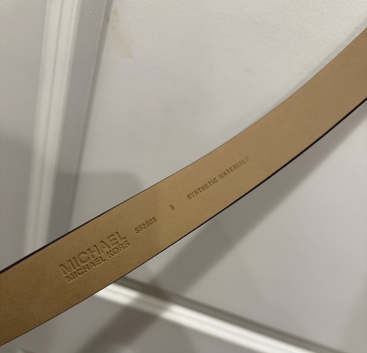 NEW Michael Kors White Belt Logo Gold Accent Leather Small 