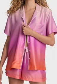 NEW Victoria&rsquo;s Secret Glazed Satin Short Pajama PJ Set Pink Ombr&eacute; Size S