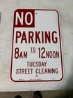 No Parking   Street Cleaning Sign Los Angeles Vintage Porcelain