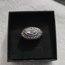 Sterling Silver 925 CFJ Sz 6.5 Abalone Paua Oval Cabochon Filigree Boho Ring