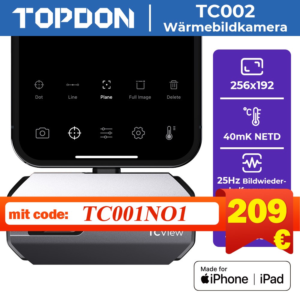 Caméra thermique TC002 TOPDON infrarouge 49mk capteur haute précision pour smartphone iOS