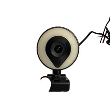 1080p USB Webcam 60fps w/ Ring Light, Built-In Mic, Clip-On, Black