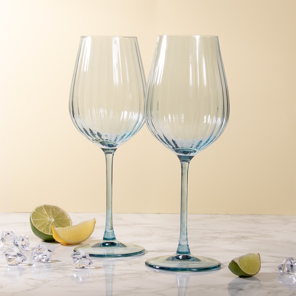 Wine Glasses Blue Set of 2 Home Decor Gift Drinkware Novelty Accessory