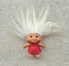 VINTAGE 1960'S DAM TROLL DOLL UNMARKED AMBER EYES WHITE HAIR