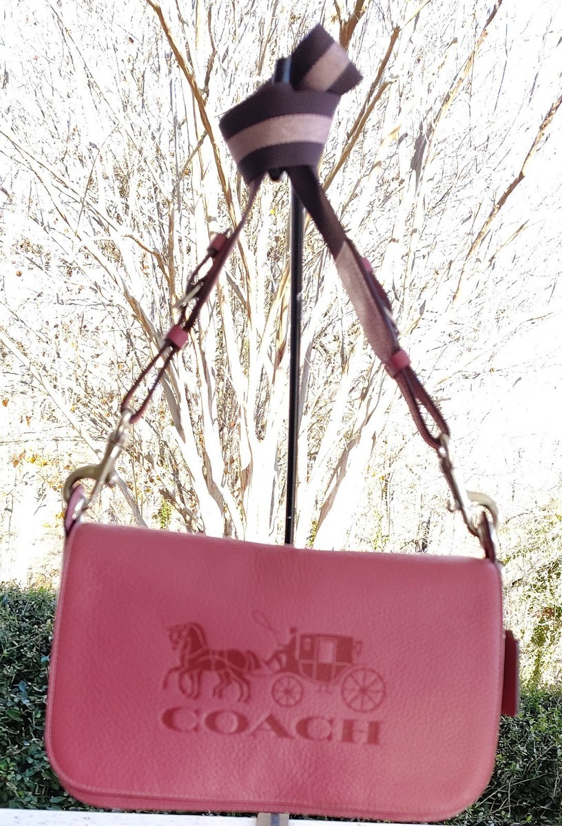Coach F72703 Jes Horse & Carriage Logo Embossed Pink Leather