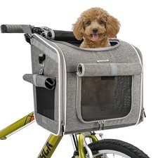 Dog Bike Basket, Expandable Soft-Sided Pet Carrier Backpack with 4 Open Doors...