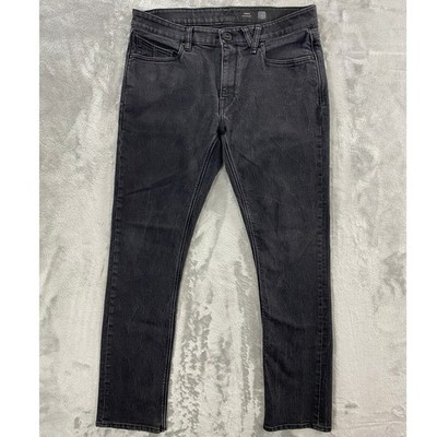 Volcom Vorta Slim Straight Jeans Men 34 Black Denim Skate Streetwear A1932203