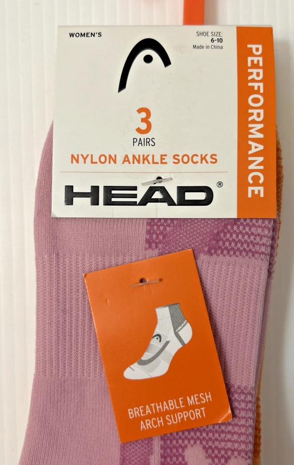 Head 3 pares de calcetines tobilleros de nailon coloridos para mujer talla 6-10, NUEVO Foto 2 de 4
