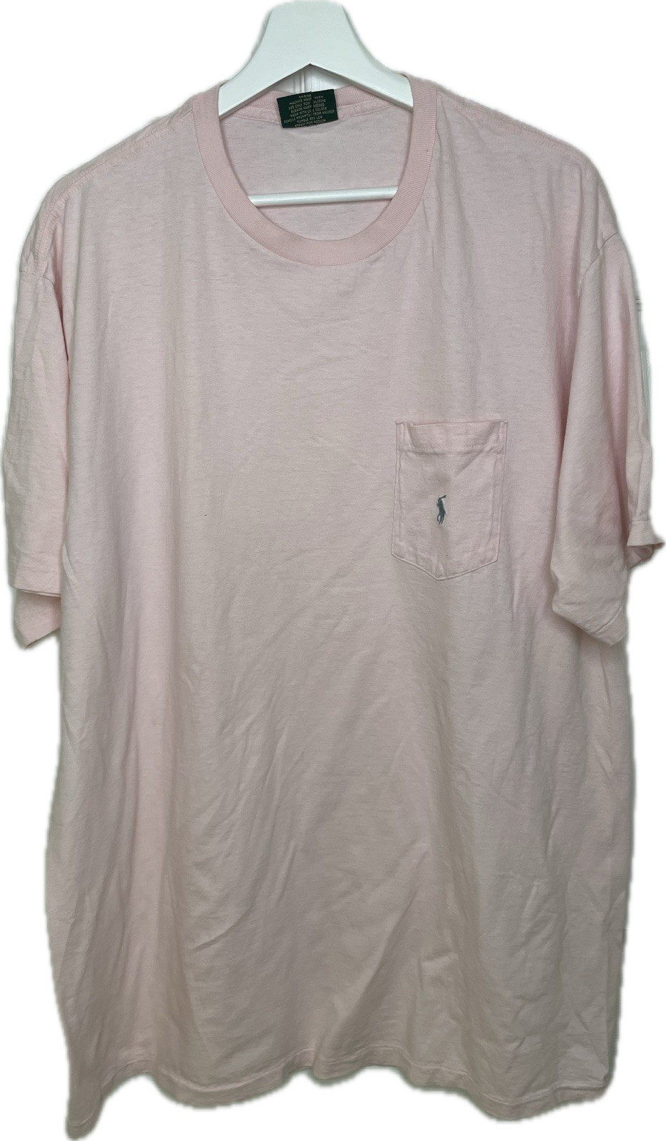 Polo vintage Country Ralph Lauren camicia tasca pony XL USA punto singolo rosa