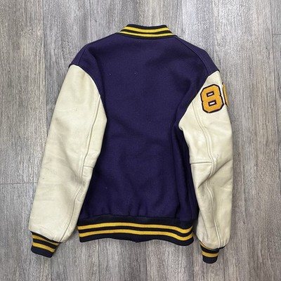 Vintage 1970s Letterman Jacket Skookum Wool Leather Chainstitch