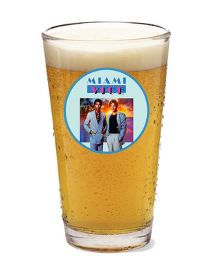 Miami Vice (Blue) - 80's Icon TV - 16oz Pint Beer Glass Handcrafted Liquor Soda