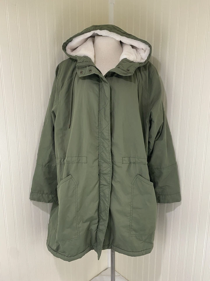 Chaqueta parka con capucha forrada de lana azul marino antigua nueva sin etiquetas. Talla grande 3XL Foto 3 de 4