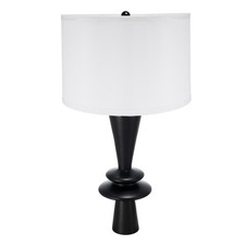 AS D15x26.7" Black Aluminum Table Lamp with White Drum Shade