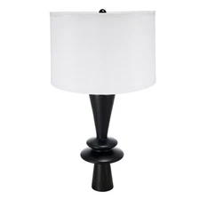AS D15x26.7" Black Aluminum Table Lamp with White Drum Shade