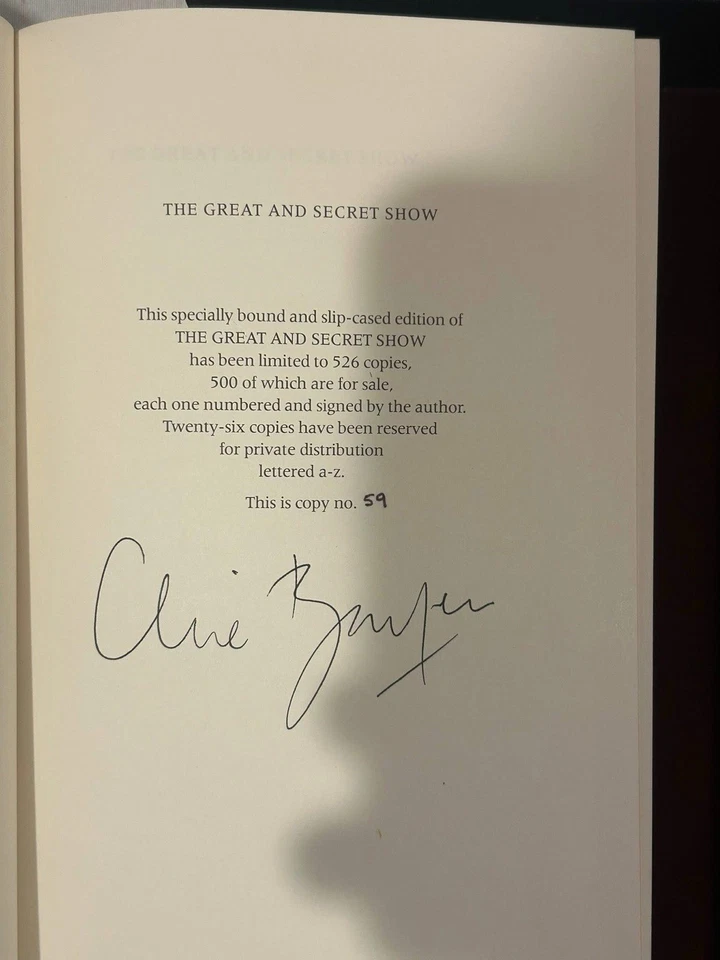 The Great and Secret Show The First Book of the Art Clive Barker 1st Ltd Signed - Image 3 of 4