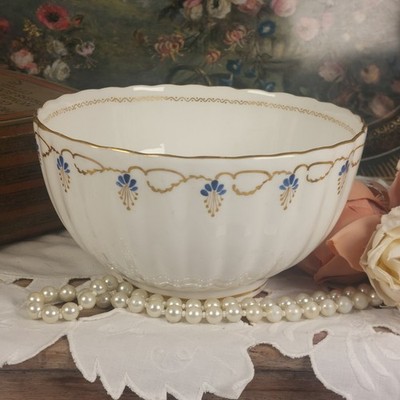 Antique 19th C Grainger Worcester Fluted Slop Bowl Hand Painted Gilded