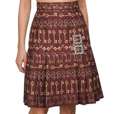 DOLCE & GABBANA brocade skirt with key print burgundy red gold 07056