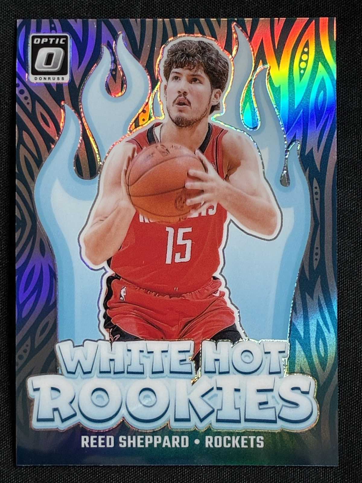 2024-25 Donruss Optic Reed Sheppard White Hot Rookies Holo Silver Prizm Rockets