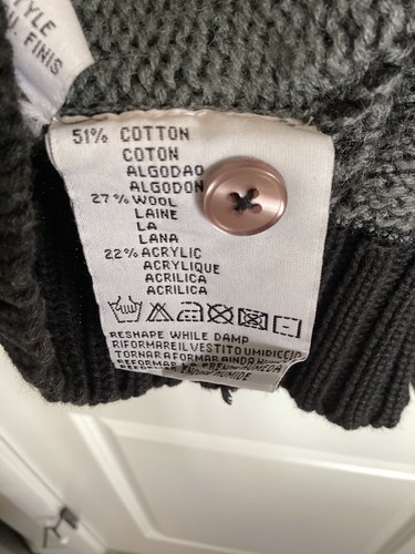 Marlboro Classics Mens Henley Sweater 2XL Gray Black Wool Cotton Snap Button - Picture 6 of 9