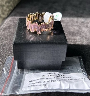 Bomb Party Ring Size 8 RG45875  All The Answers  Rose Quartz CZ Gold Plating