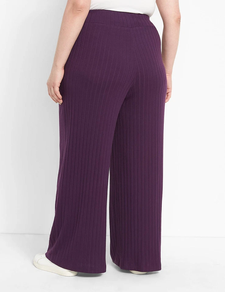 Pantalones deportivos Livi Lane Bryant talla 14 16 acanalados Hacci pierna ancha púrpura Foto 2 de 4