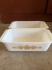 Vintage Pyrex Butterfly Gold Loaf Pans White Glass Bakeware Lot of 2