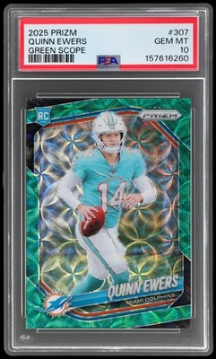 2025 Panini Prizm Quinn Ewers #307 PSA 10 RC Green Scope Prizm 55/75 Football