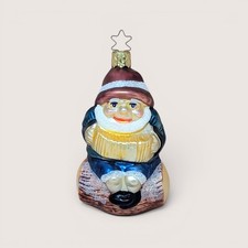 Vintage Merck Family Gnome on a Log Glass Ornament