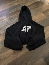 Nike Women  s Fleece Oversized Cropped Black Hoodie Sz M Style FV7777-010