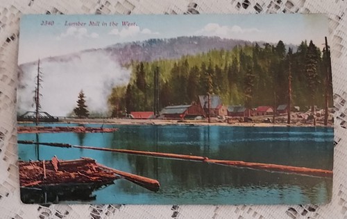 Mulino legname in occidente cartolina d'epoca antica colore #2340 mai usata no scritta - Foto 1 di 2