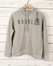 NWT NOBULL Hoodie XS Gray Spellout Performance Training Gym Long Sleeve Pullover