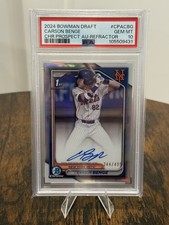 2024 Bowman Draft Carson Benge 1st Refractor Auto /499 PSA 10 Low Pop!