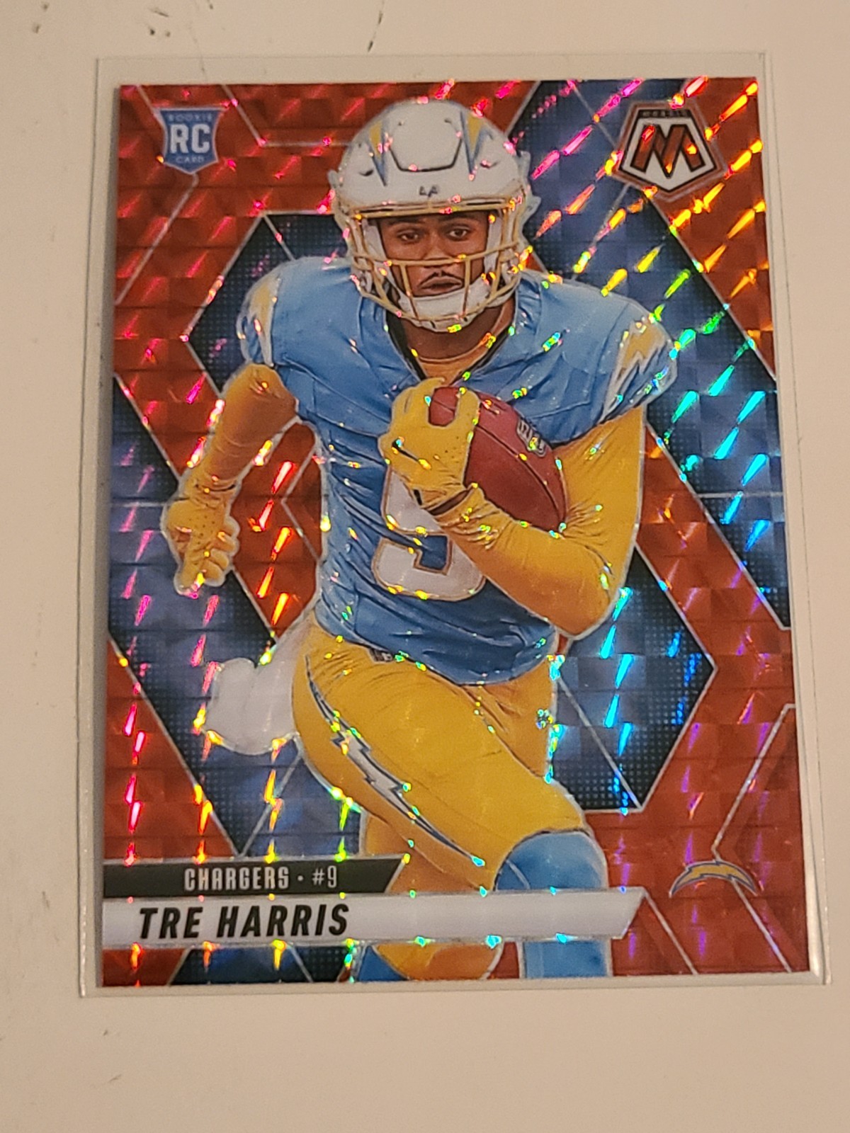 2025 Mosaic Tre Harris RC Rookie RED HOBBY Prizm - Chargers #326
