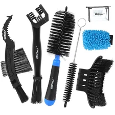 Bike Cleaning Kit (6 Pcs) with 1 Storage Bag, 5 Brushes for Tires, Chain,