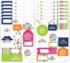 Cheerful Happy Birthday - Assorted Colorful Birthday Party Tag Labels - To and