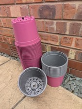 Plant Pots, 50 Used 2 Litre, TEKU, Round, Light Pink PP 100% Recyclable Plastic