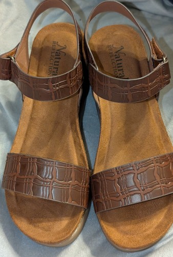 Natural Reflections HIT Brown Wedge Ankle Strap Sandals 7.5 New - Picture 4 of 12