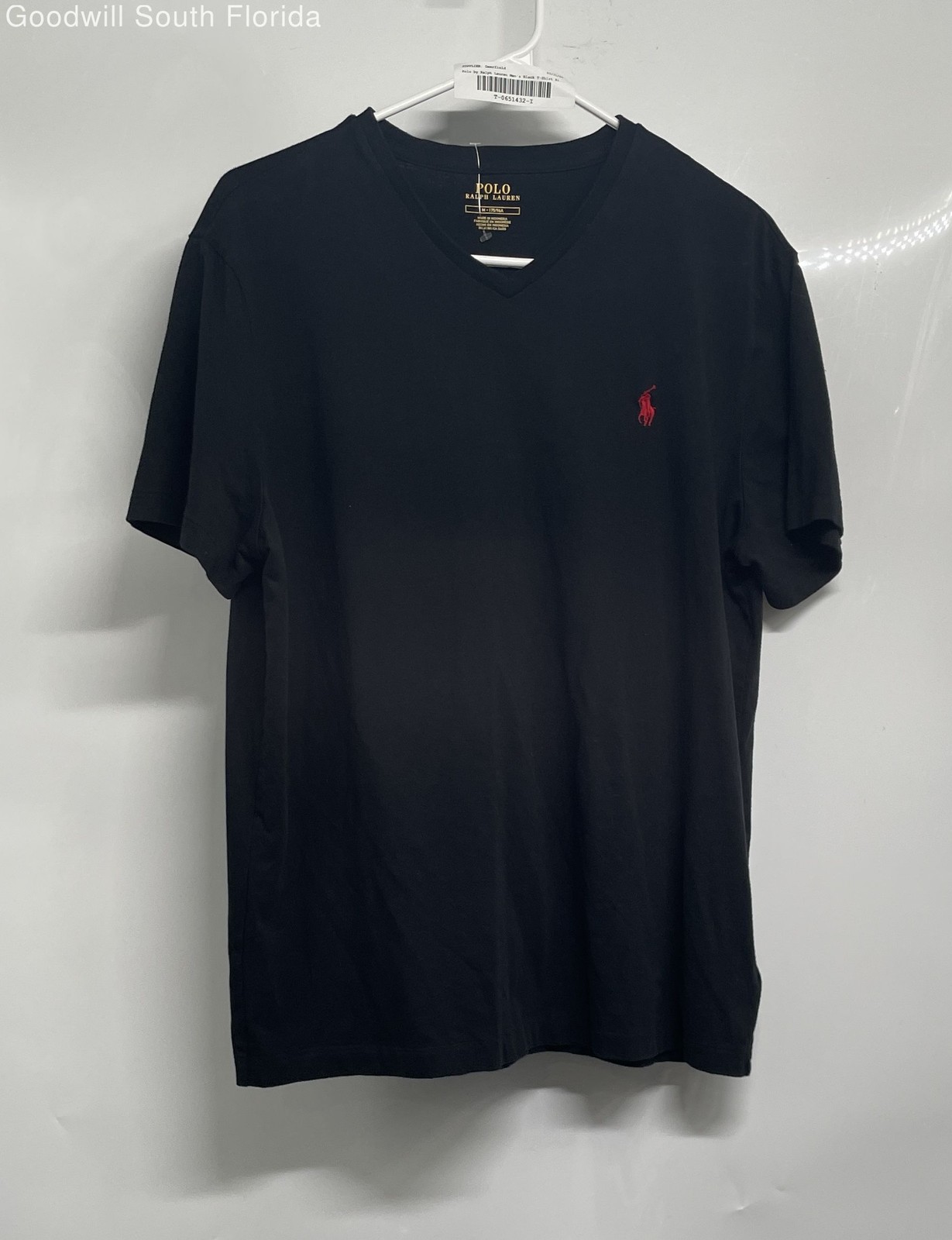 Polo By Ralph Lauren Mens Black Cotton V-Neck Short Sleeve Pullover T-Shirt Sz M